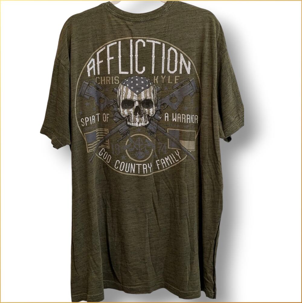 AFFLICTION Cris Kyle Spirit of a Warrior Tribute Shirt God Country Family Men 3X